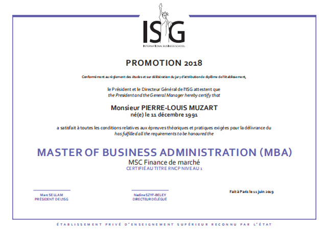 法国ISG高等管理学院工商管理硕士（MBA）招生简章